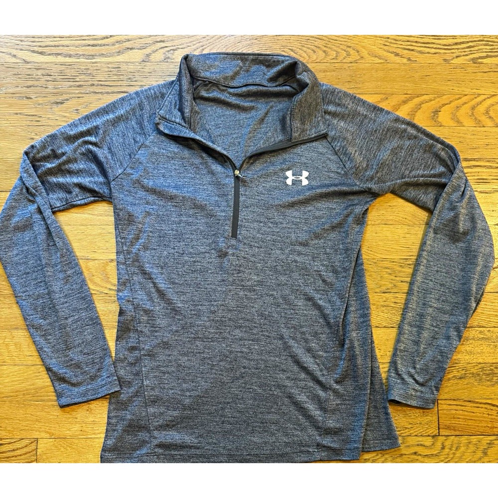 Under Armour Women's L Gray Heathered 1/2 Zip Mock Neck Lightweight Pullover